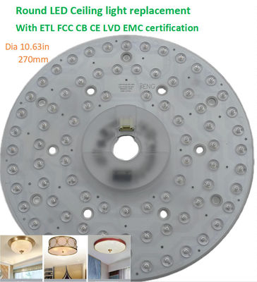10.63" 270 মিমি গোলাকার LED সিলিং লাইট প্রতিস্থাপন 120v সিলিং ফ্যান বাল্ব FCC ETL CB CE LVD EMC সার্টিফিকেট