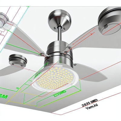 2835SMD LED সিলিং ফ্যান লাইট প্রতিস্থাপন - অ্যালুমিনিয়াম PCB, 3000K উষ্ণ সাদা