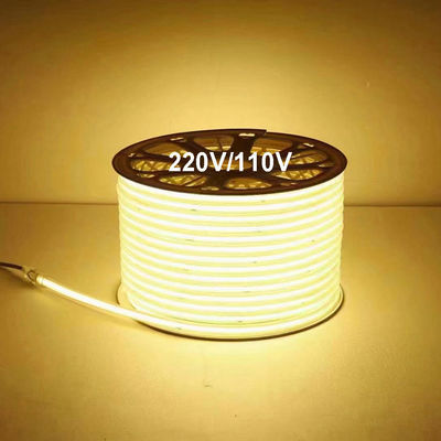 110V 220V ওয়াটারপ্রুফ সিওবি এলইডি লাইট স্ট্রিপ পিভিসি আঠালো সহ কাস্টমাইজযোগ্য নীল / আইস নীল / সাদা / সবুজ / বেগুনি / সোনালি / গোলাপী